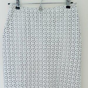 Vintage White Leather Daisy Pencil Skirt Size 2